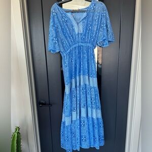 Anthropologie blue lace dress